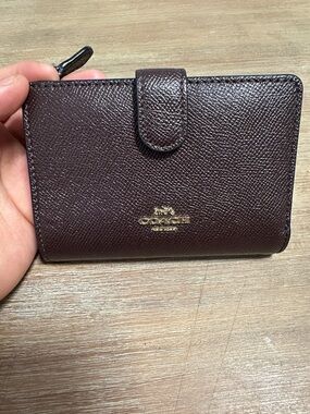 Coach Compact Wallet in Dark Brown with Gold Hardware